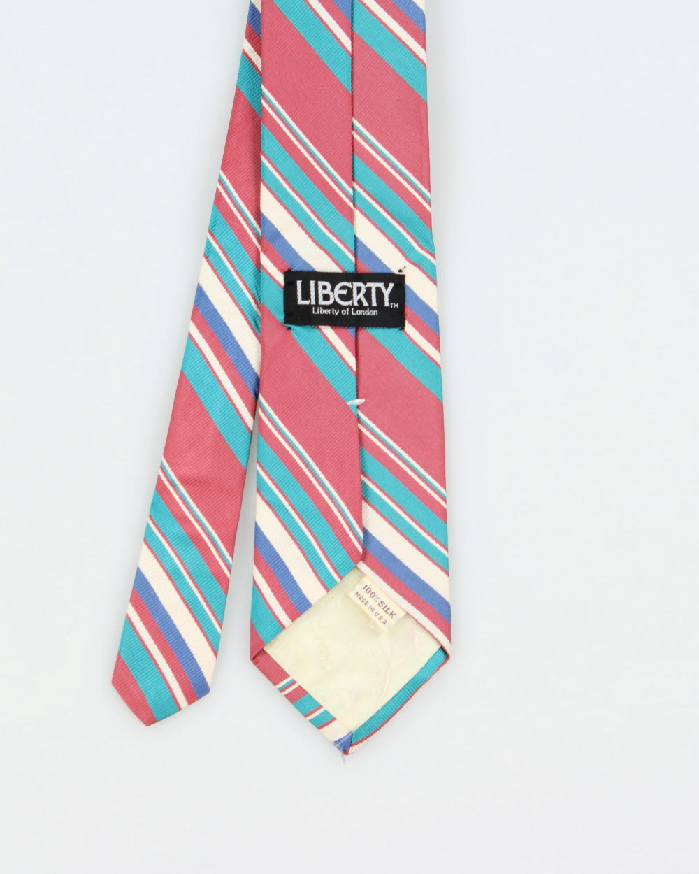 Vintage 1980s Liberty Of London Striped Made In USA Silk Prep Tie
