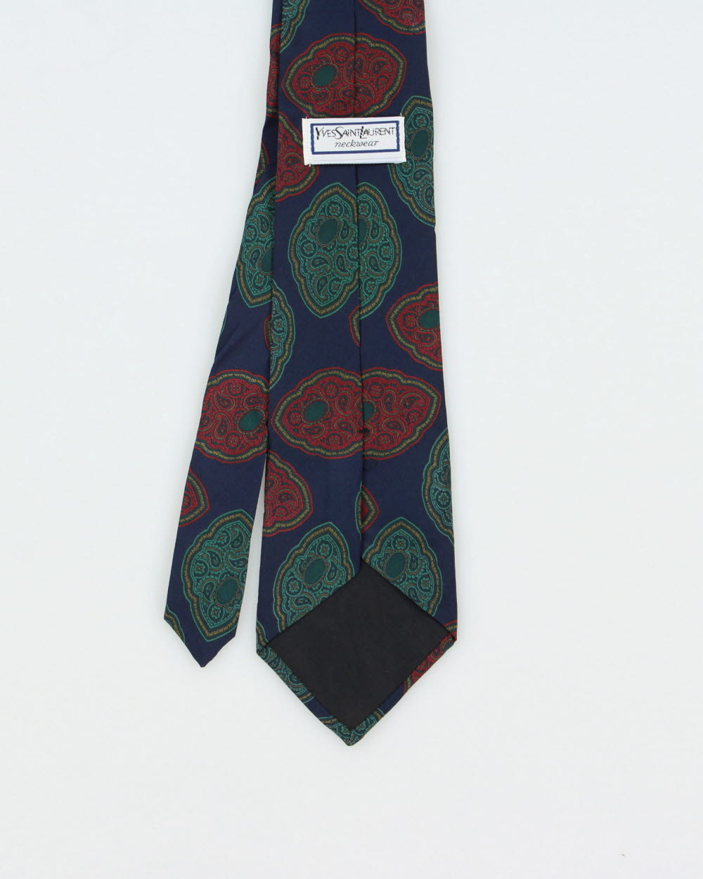 Vintage 1980s Yves Saint Laurent Paisley Badge Silk Tie