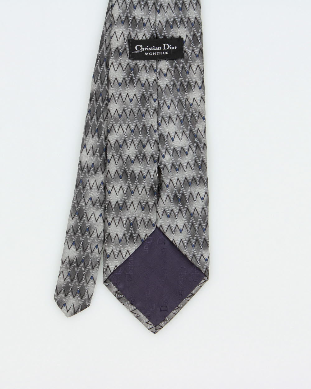 Vintage 1980s Christian Dior Monsieur Zig Zag Patterned Silk Tie