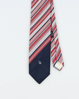 Vintage 1980s Christian Dior Monsieur Embroidered Logo Striped Silk Tie