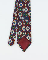 Vintage Y2K 00s Polo Ralph Lauren Hand Made In USA Patterned Silk Tie