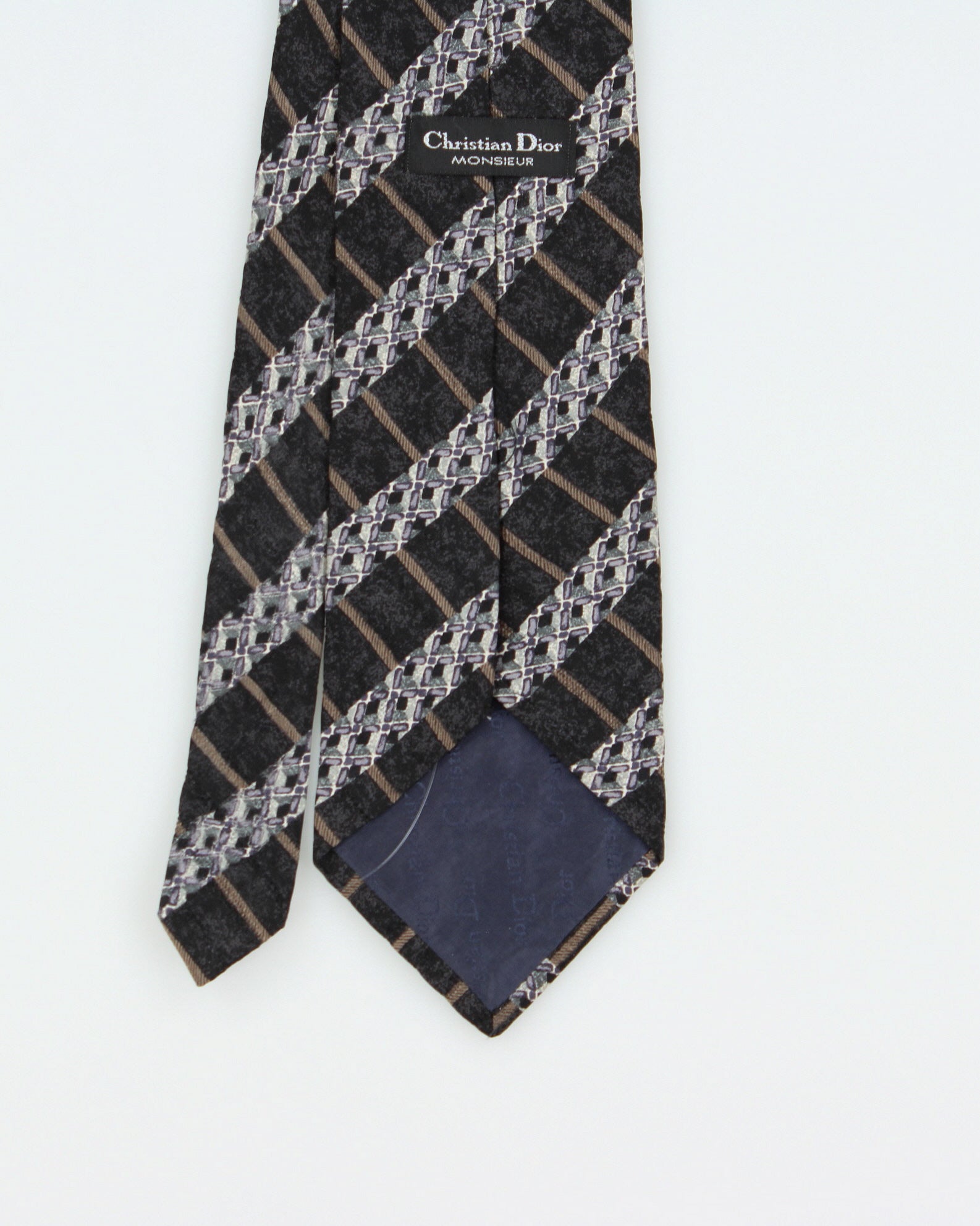 Vintage 1980s Christian Dior Monsieur Patterned Silk Tie