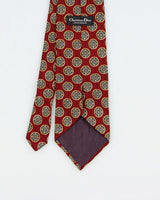 Vintage 1980s Christian Dior Monsieur Check Emblem Silk Tie