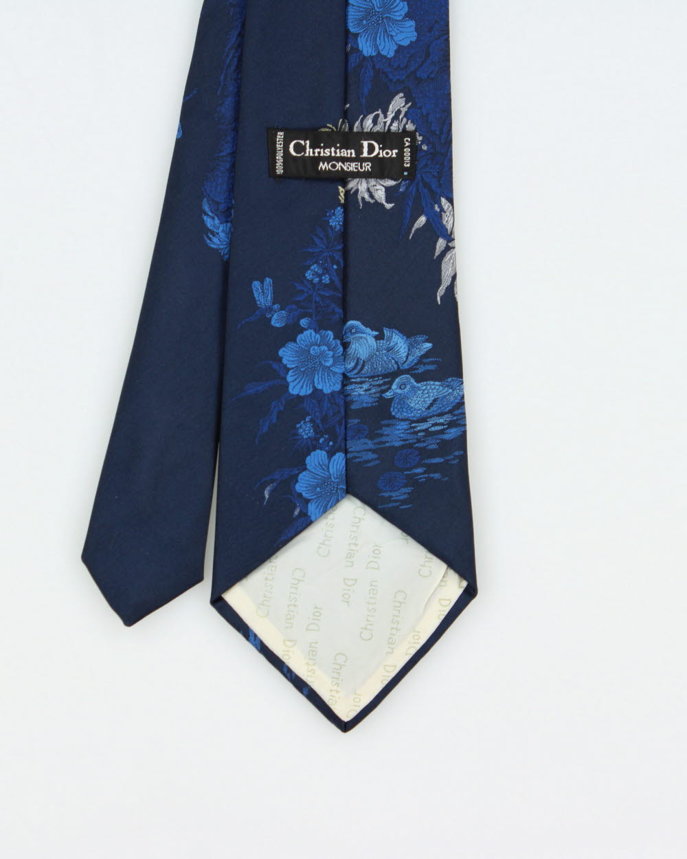 Vintage 1970s Christian Dior Monsieur Embroidered Pond Life Tie