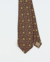 Vintage 1980s Giorgio Armani Floral Pattern Striped Silk Tie