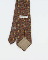 Vintage 1980s Giorgio Armani Floral Pattern Striped Silk Tie