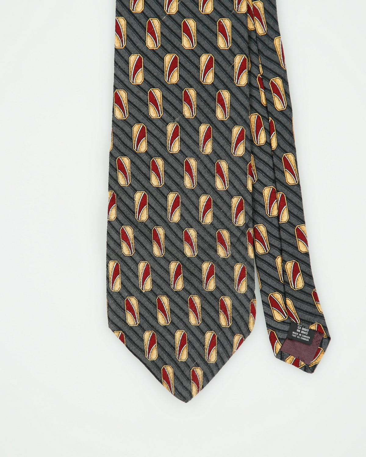 Vintage 1980s Christian Dior Monsieur Pattern Striped Made In America Silk Tie