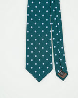 Vintage 1990s Lanvin Emerald Polka Dot Made In America Silk Tie