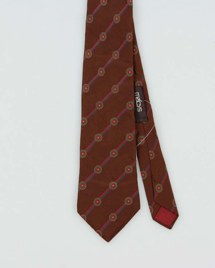 Vintage 1970s Yves Saint Laurent Striped Floral Silk Tie