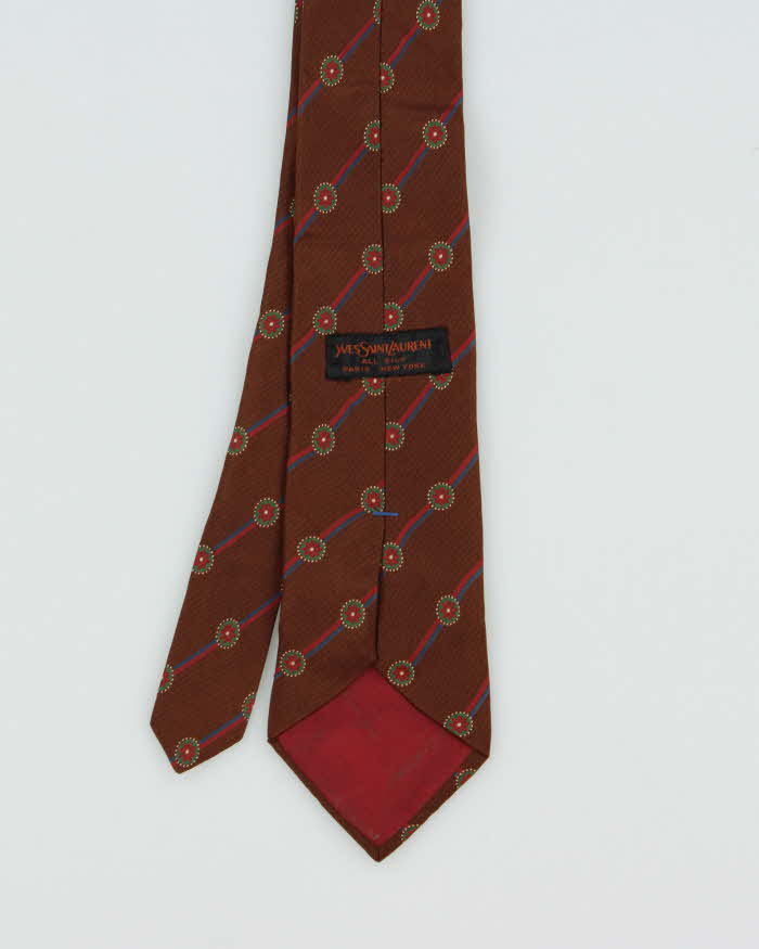 Vintage 1970s Yves Saint Laurent Striped Floral Silk Tie