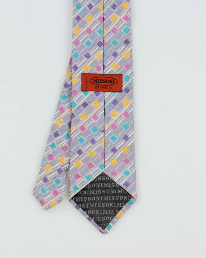Vintage 1990s Missoni Multicoloured Patterned Silk Tie