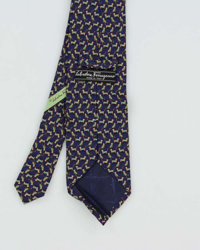 Vintage 1990s Salvatore Ferragamo Patterned Silk Tie