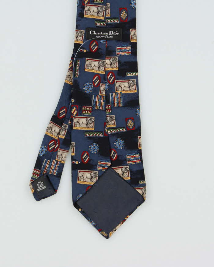 Vintage 1980s Christian Dior Patterned Silk Tie