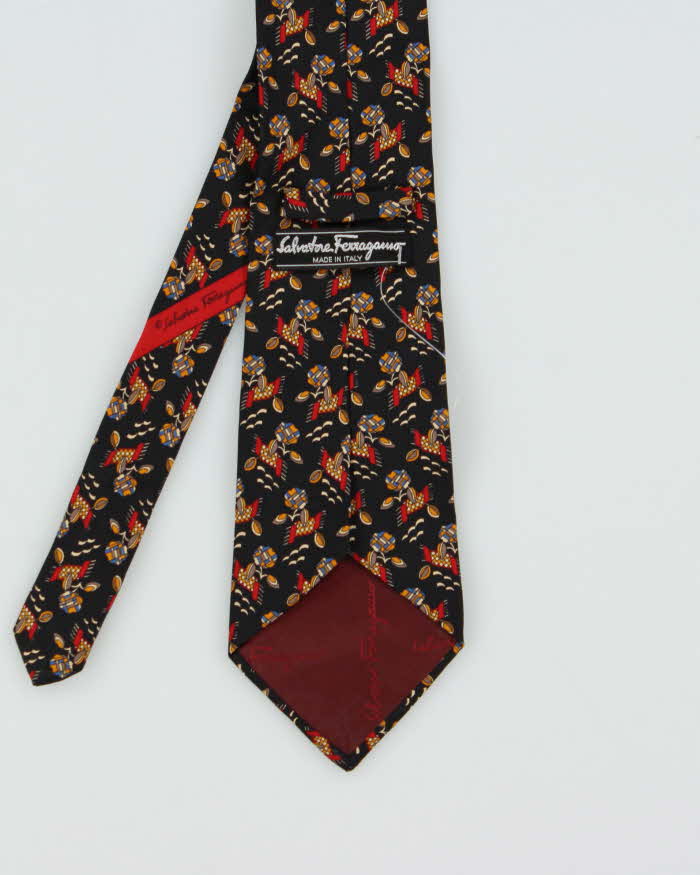 Vintage 1990s Salvatore Ferragamo Patterned Silk Tie