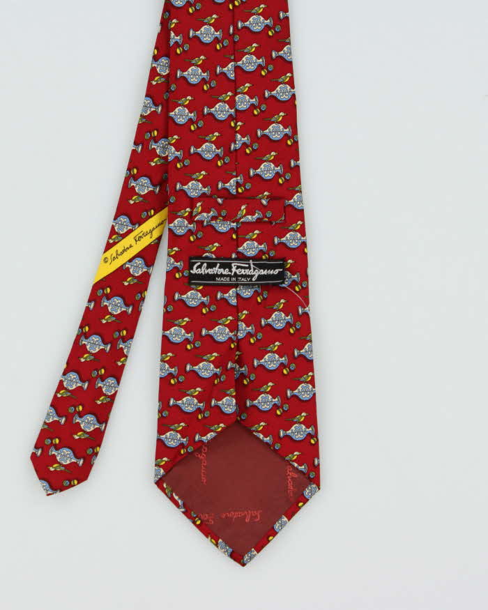 Vintage 1990s Salvatore Ferragamo Patterned Silk Tie