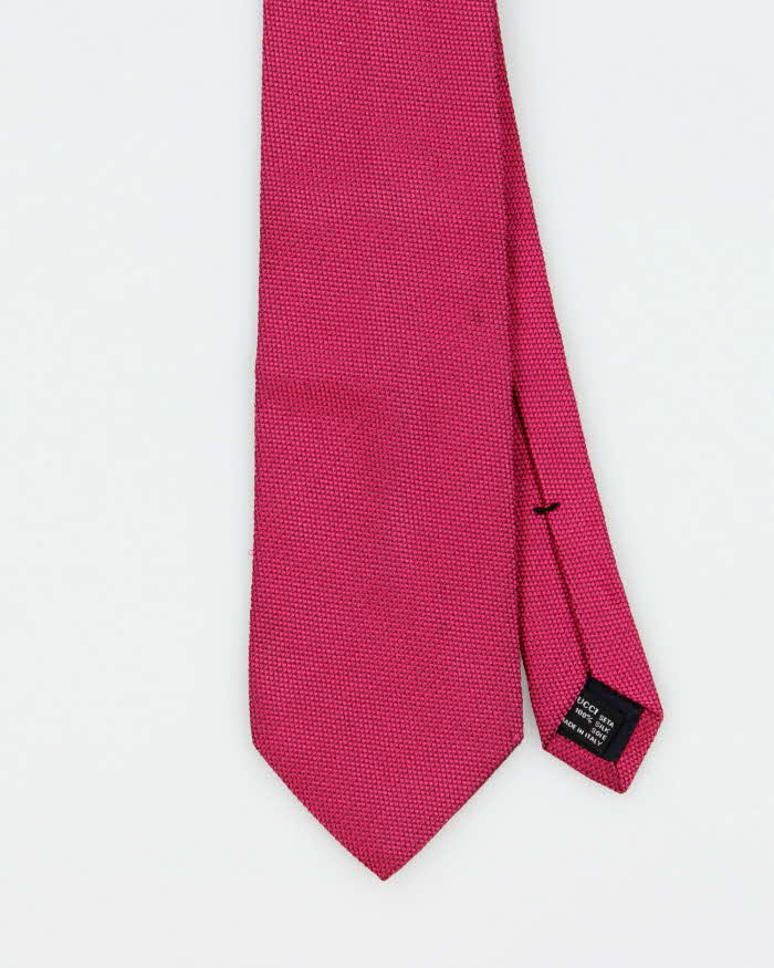 Vintage Y2K 00s Gucci Hot Pink Patterned Silk Tie