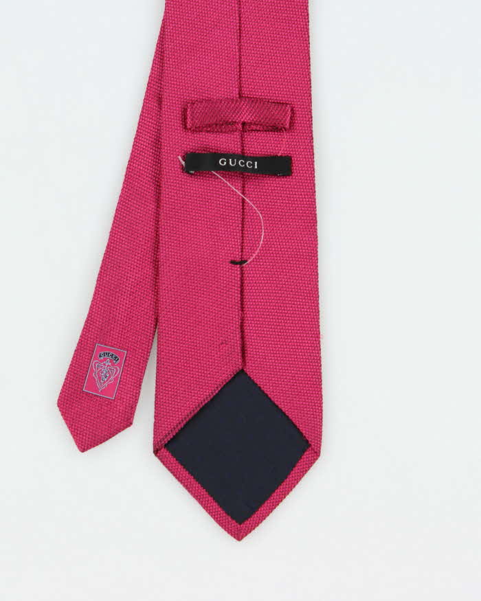 Vintage Y2K 00s Gucci Hot Pink Patterned Silk Tie