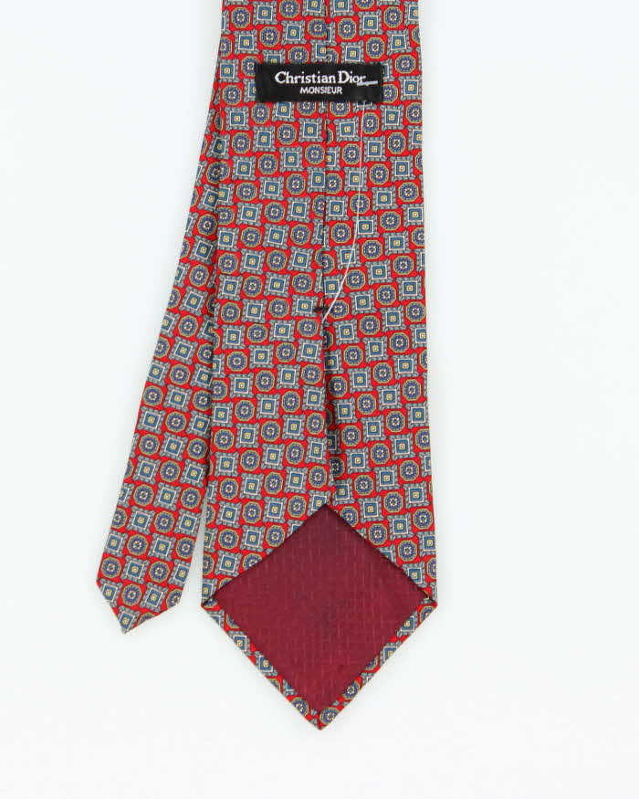 Vintage 1980s Christian Dior Patterned Silk Tie