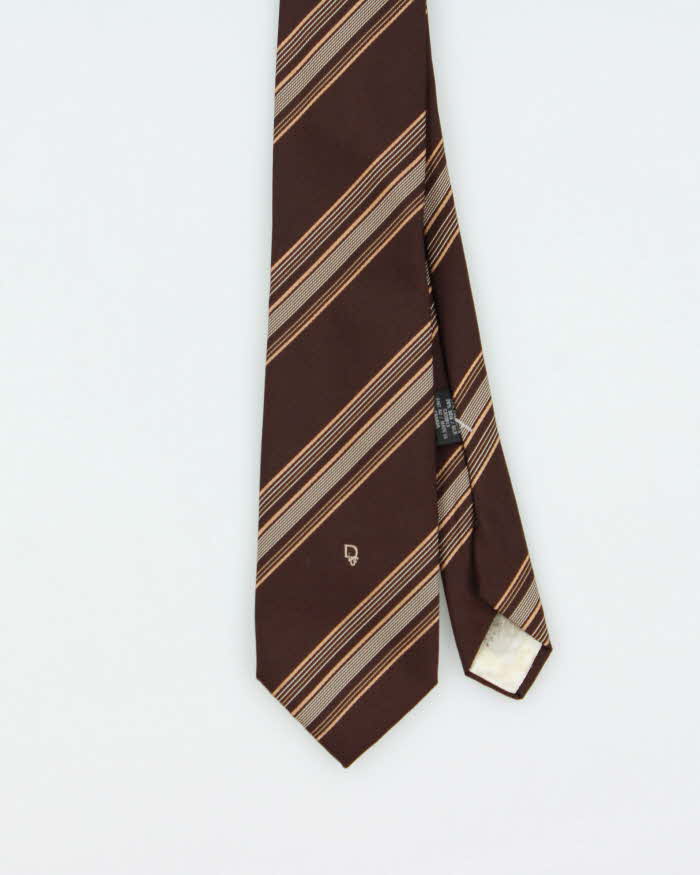 Vintage 1980s Christian Dior Striped Silk Blend Tie