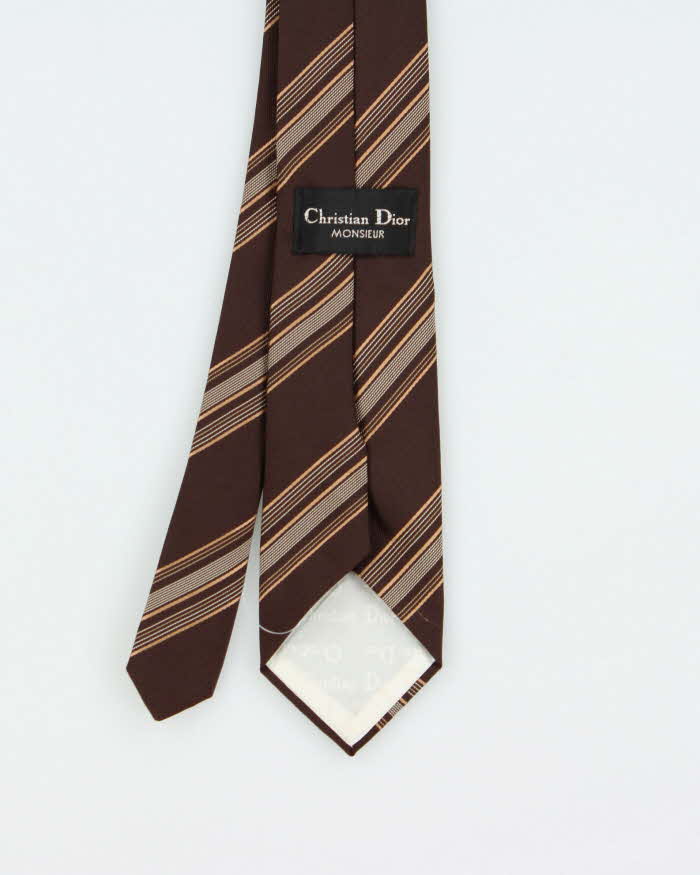 Vintage 1980s Christian Dior Striped Silk Blend Tie