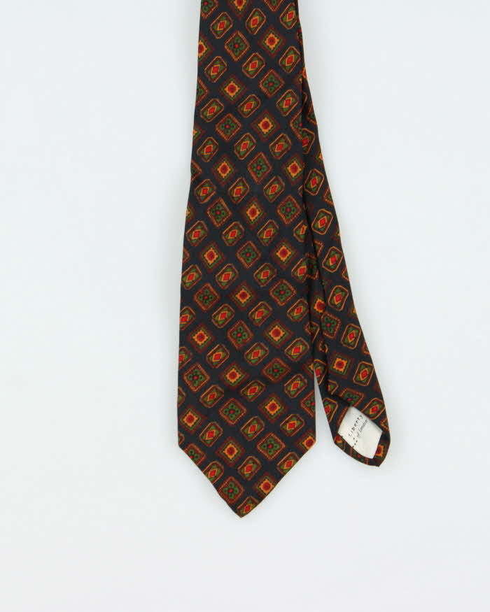 Vintage 1980s Liberty Hand Printed Made In England Patterned Silk Tie