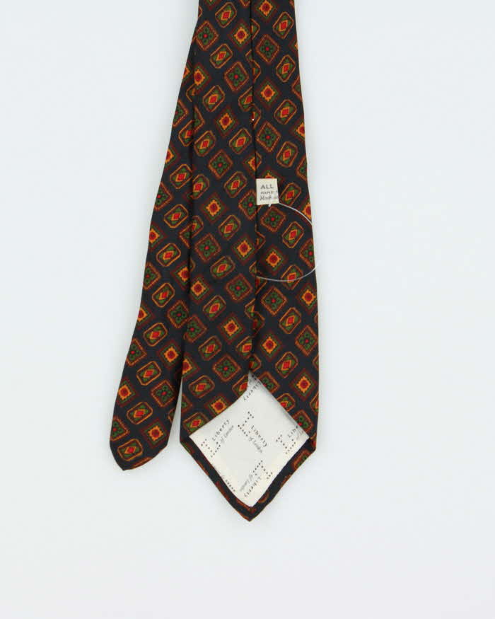 Vintage 1980s Liberty Hand Printed Made In England Patterned Silk Tie