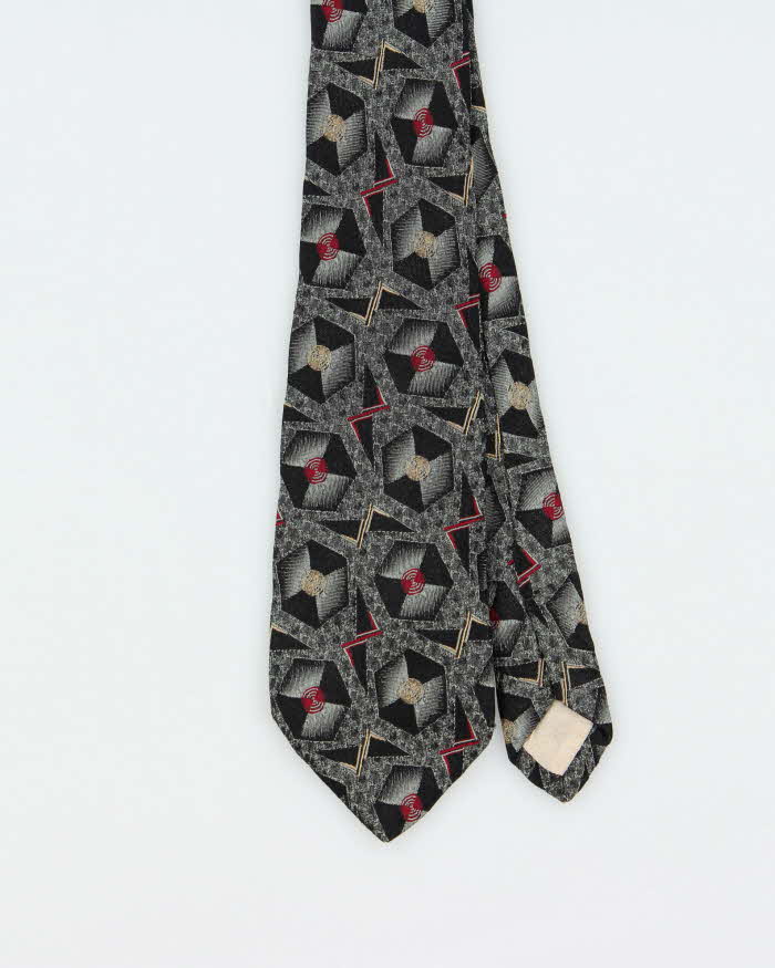 Vintage 1980s Gianni Versace Hand Made Geometric Patterned Silk Tie