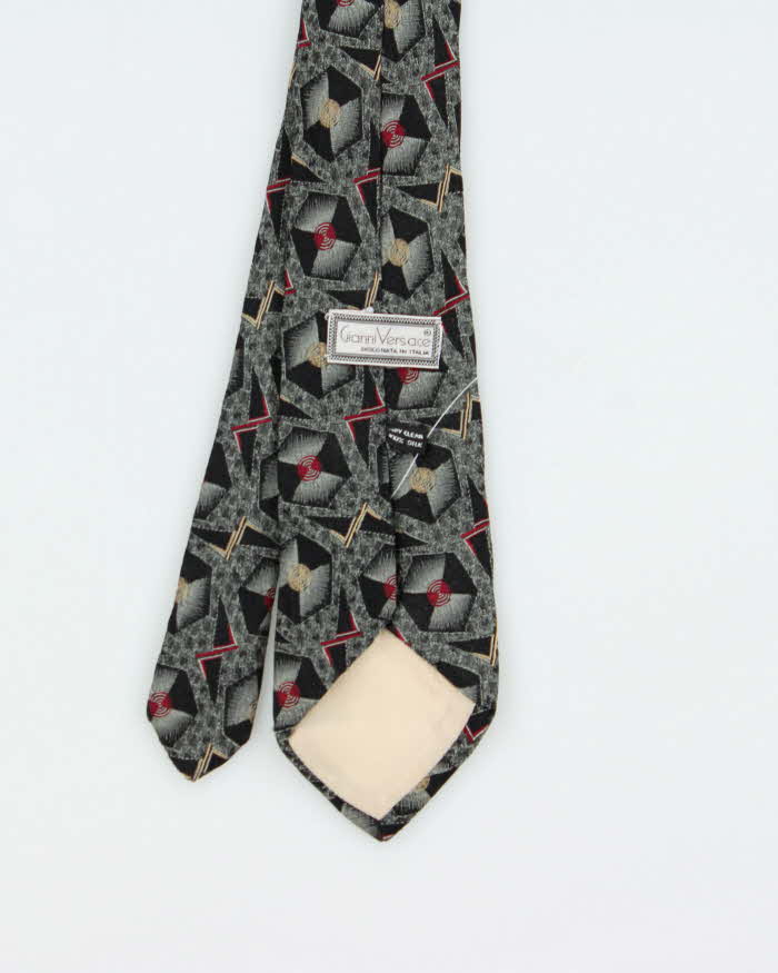 Vintage 1980s Gianni Versace Hand Made Geometric Patterned Silk Tie