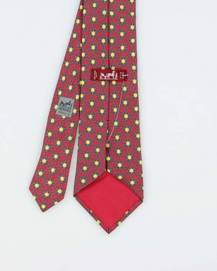Vintage 1990s Hermes Geometric Patterned Silk Tie