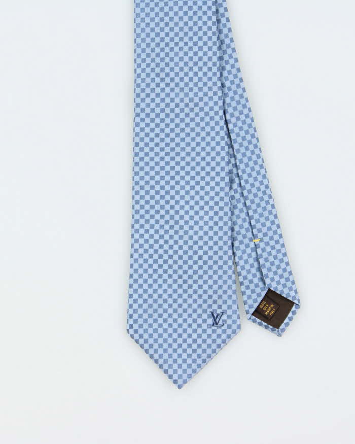 Vintage Y2K 00s Louis Vuitton Micro Damier Silk Patterned Silk Tie