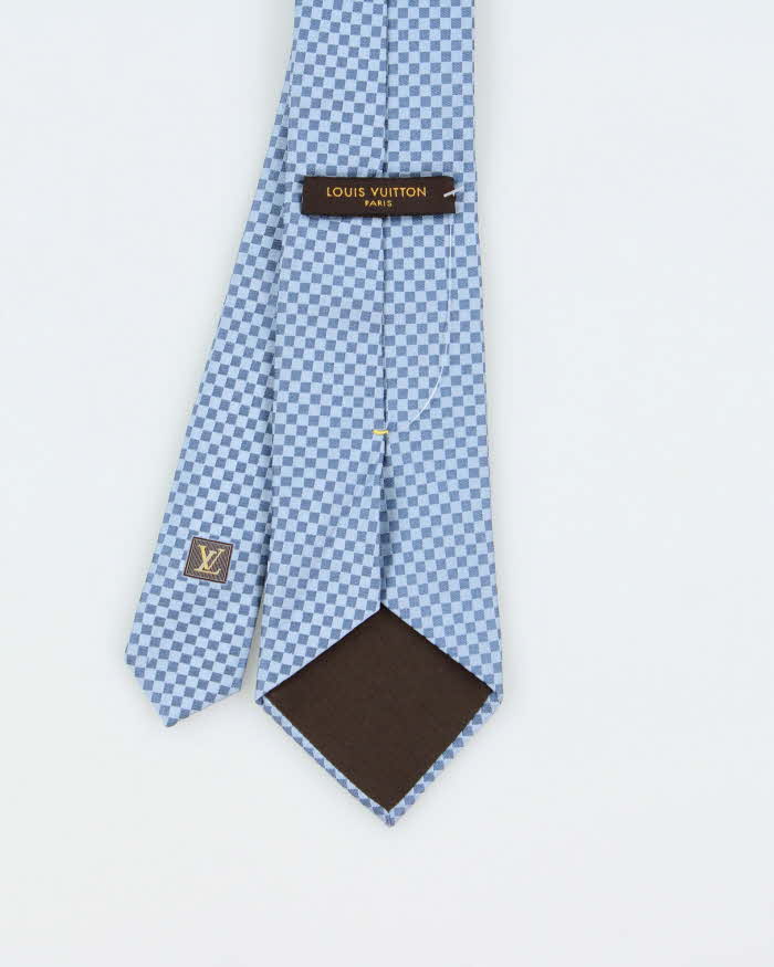 Vintage Y2K 00s Louis Vuitton Micro Damier Silk Patterned Silk Tie