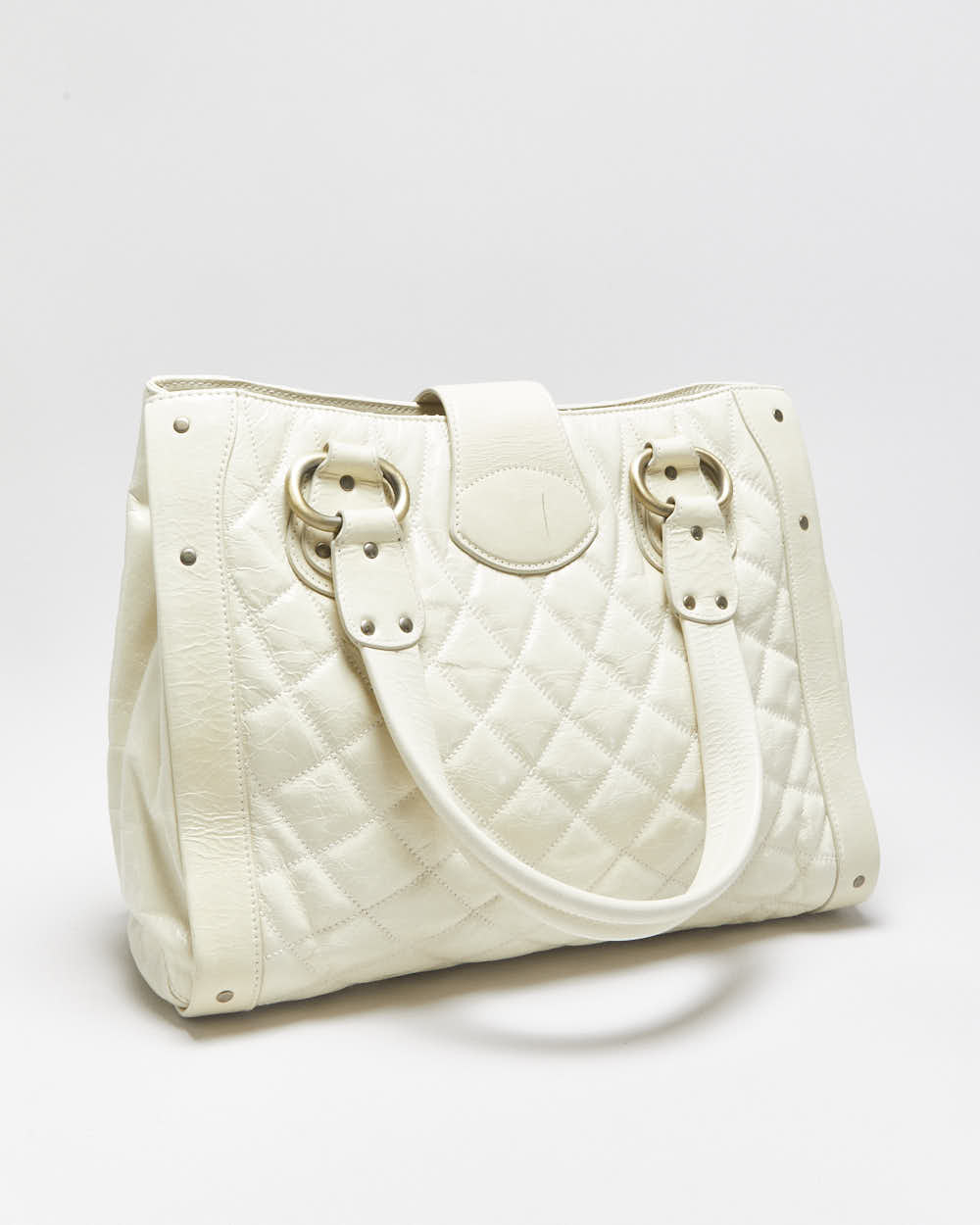 Vintage Y2k 2000s Bally T Bar Detail Quilted Leather Handbag