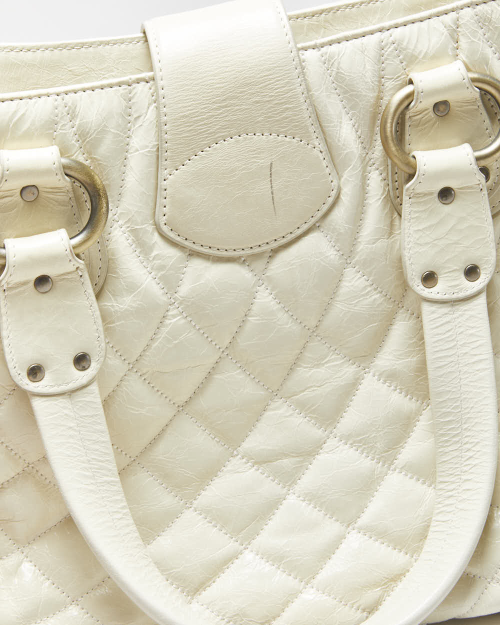 Vintage Y2k 2000s Bally T Bar Detail Quilted Leather Handbag