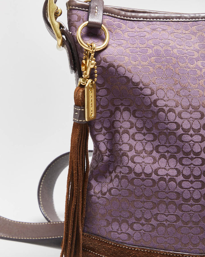 Vintage Y2k 2000s Coach Jacquard Signature Two-way Handbag