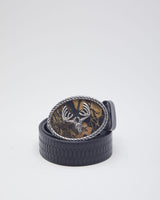 Nocona Western Black Leather Embellished Buckle Belt