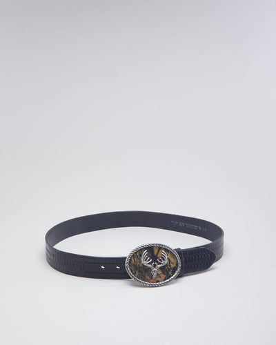 Nocona Western Black Leather Embellished Buckle Belt