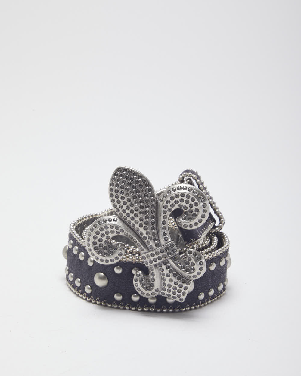Kathy Van Zeeland Fleur De Lis Studded Belt - W34-W39