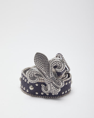 Kathy Van Zeeland Fleur De Lis Studded Belt - W34-W39