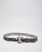 Kathy Van Zeeland Fleur De Lis Studded Belt - W34-W39
