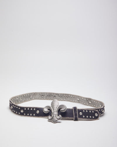 Kathy Van Zeeland Fleur De Lis Studded Belt - W34-W39