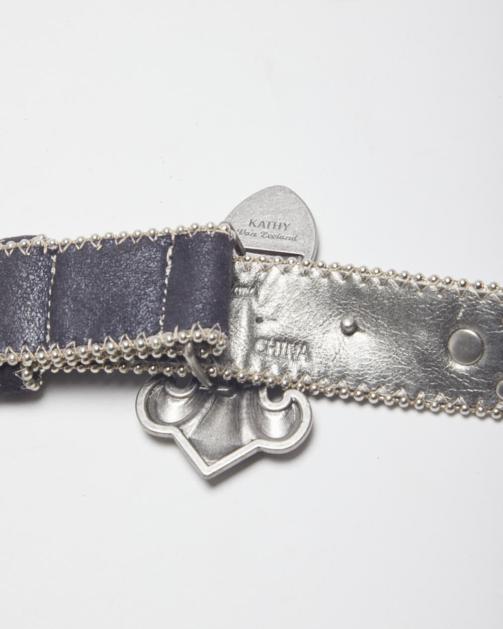 Kathy Van Zeeland Fleur De Lis Studded Belt - W34-W39