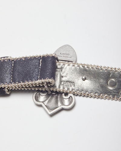 Kathy Van Zeeland Fleur De Lis Studded Belt - W34-W39