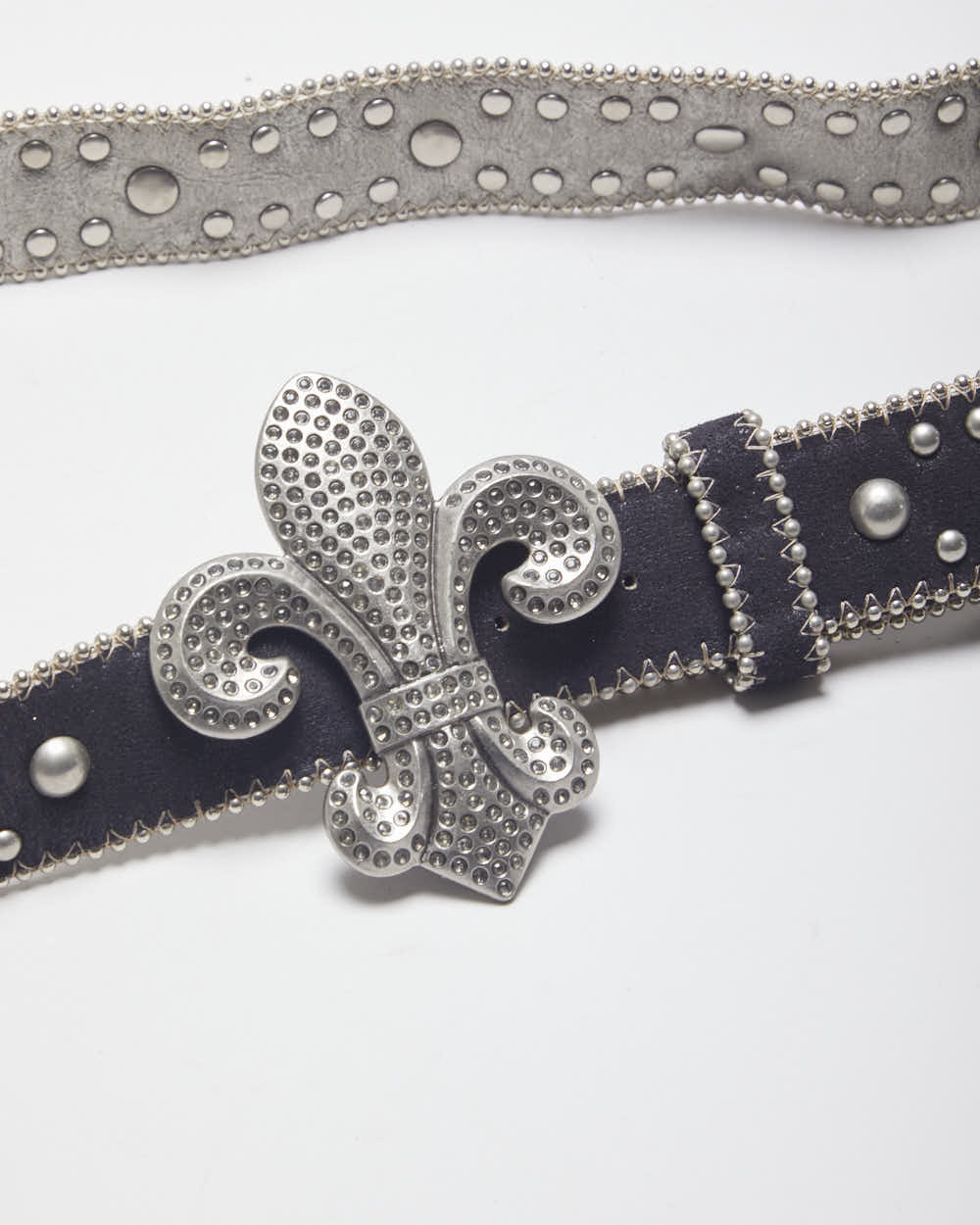 Kathy Van Zeeland Fleur De Lis Studded Belt - W34-W39