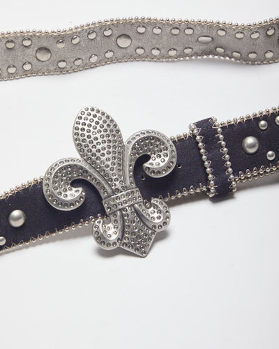 Kathy Van Zeeland Fleur De Lis Studded Belt - W34-W39