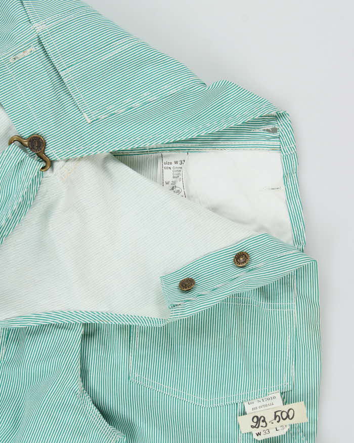 DSWT 1980s Fruit Of The Loom Pinstriped Dungarees - W33 L34