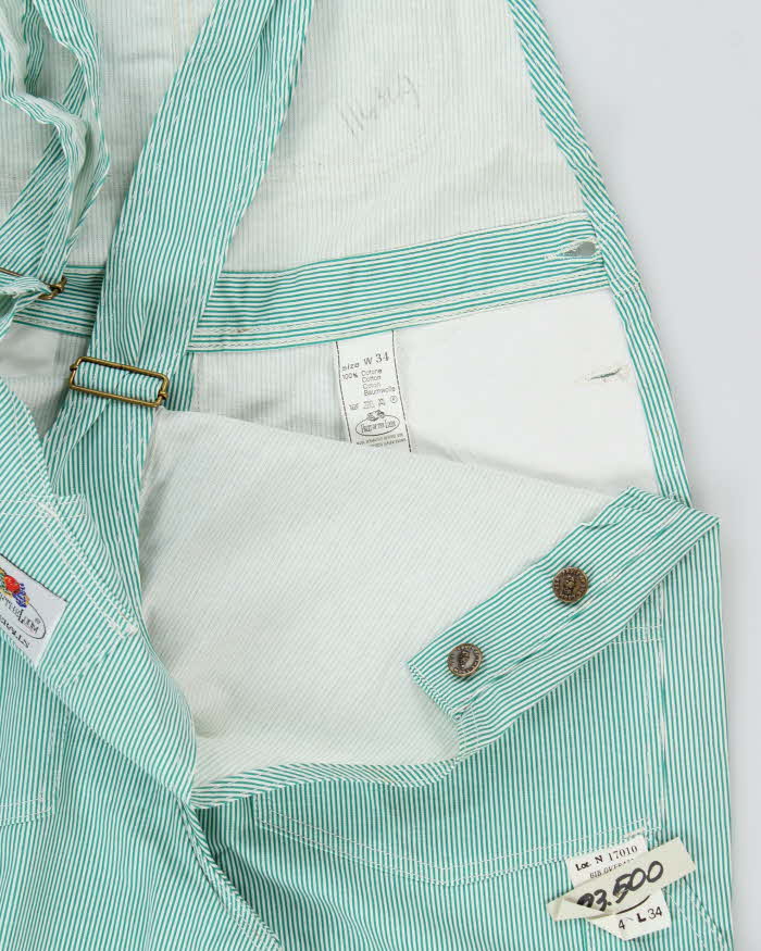 DSWT 1980s Fruit Of The Loom Pinstriped Dungarees - W34 L34