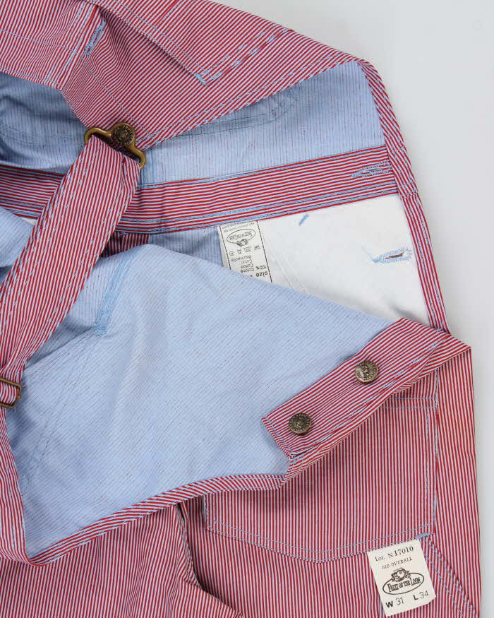 DSWT 1980s Fruit Of The Loom Pinstriped Dungarees - W31 L34