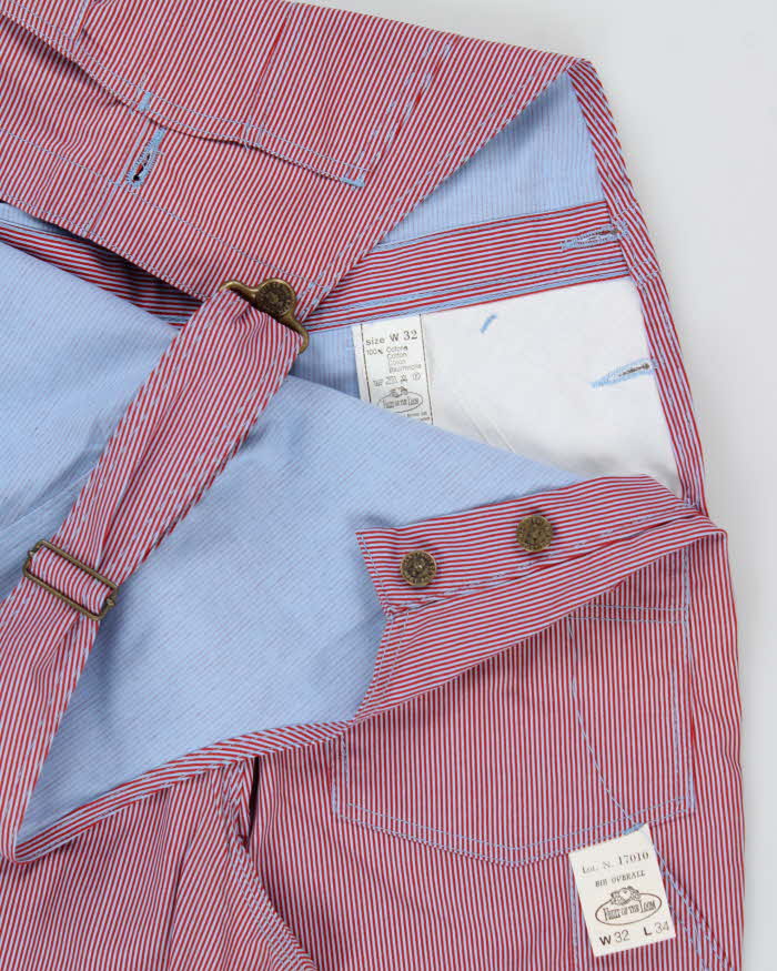 DSWT 1980s Fruit Of The Loom Pinstriped Dungarees - W32 L34