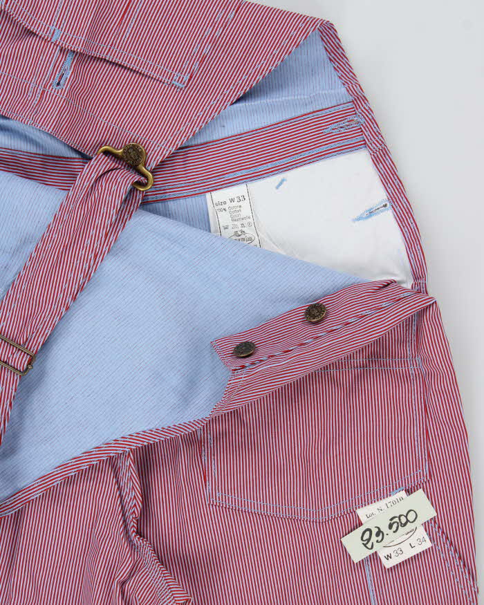 DSWT 1980s Fruit Of The Loom Pinstriped Dungarees - W33 L34