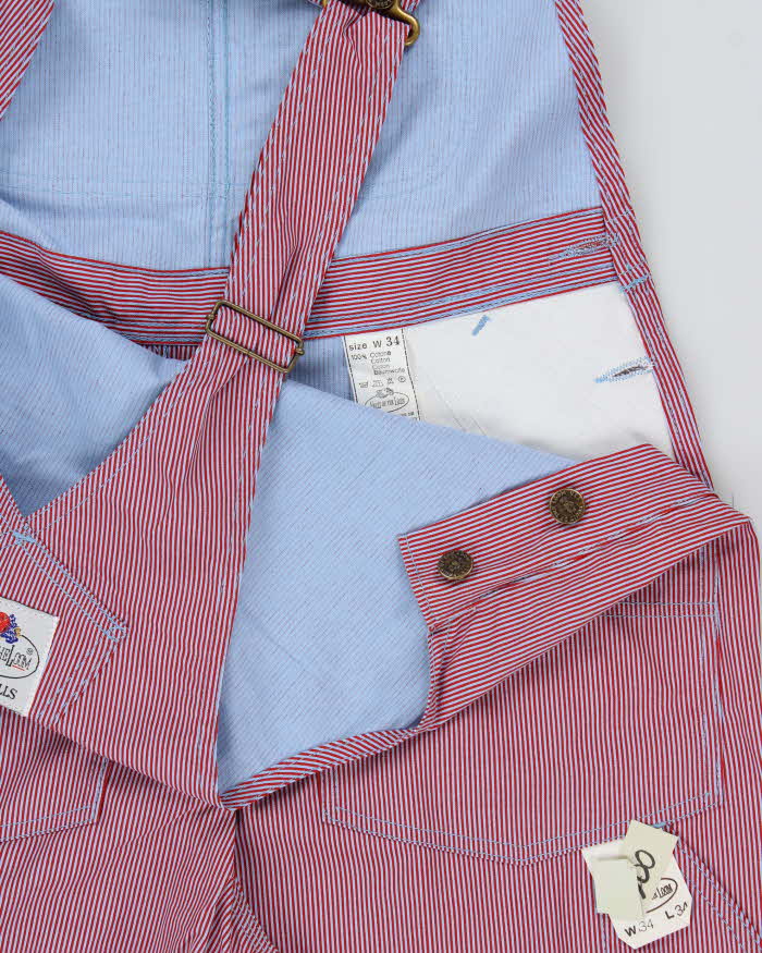 DSWT 1980s Fruit Of The Loom Pinstriped Dungarees - W34 L34